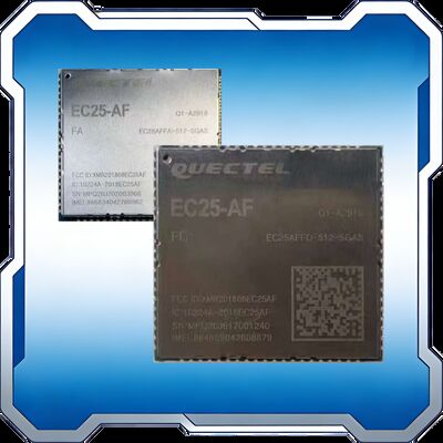 Quectel EC25-AF is  LTE Cat 4 module optimized for M2M and IoT applications, delivering maximum data rates of 150 Mbps downlink and 50 Mbps uplink. Designed for the North American market, this module